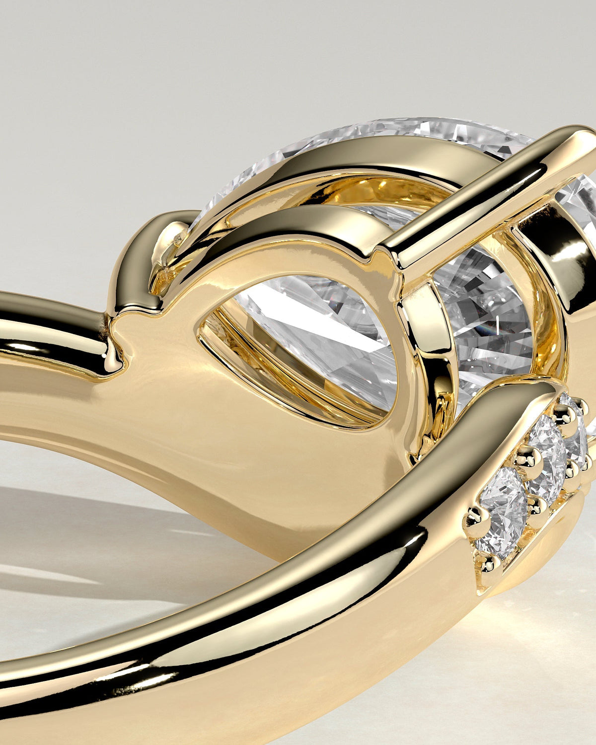 Pear Swirl East West Pave Lab Grown Diamond Engagement Ring