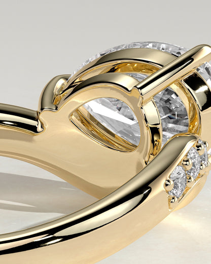 Pear Swirl East West Pave Lab Grown Diamond Engagement Ring