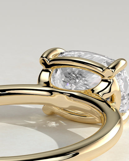 Elongated Cushion East West Solitaire Lab Grown Diamond Engagement Ring