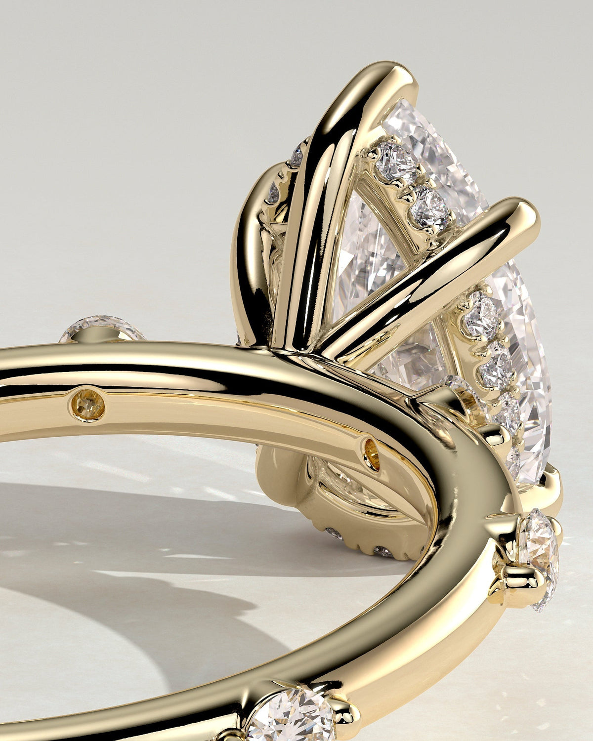 Pear Hidden Halo and Dainty Pave Lab Grown Diamond Engagement Ring