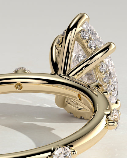 Pear Hidden Halo and Dainty Pave Lab Grown Diamond Engagement Ring