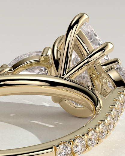 Pear Pave and Three Stones Lab Grown Diamond Engagement Ring