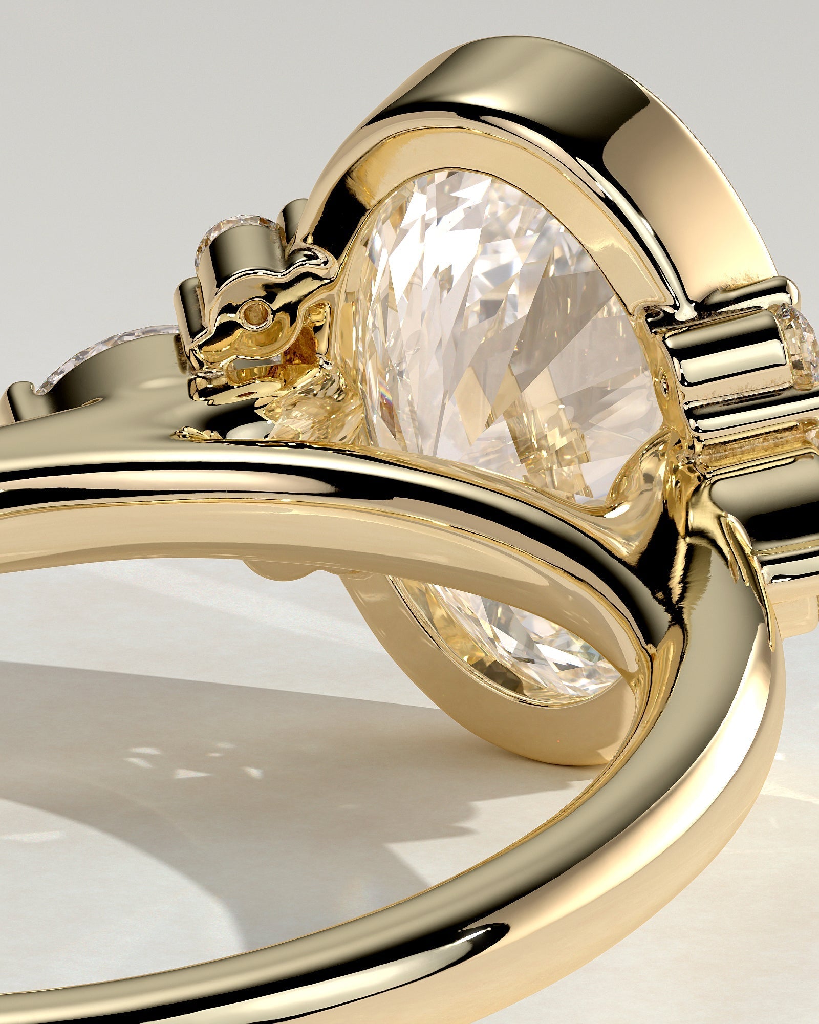 Oval Bezel Cluster Lab Grown Diamond Engagement Ring