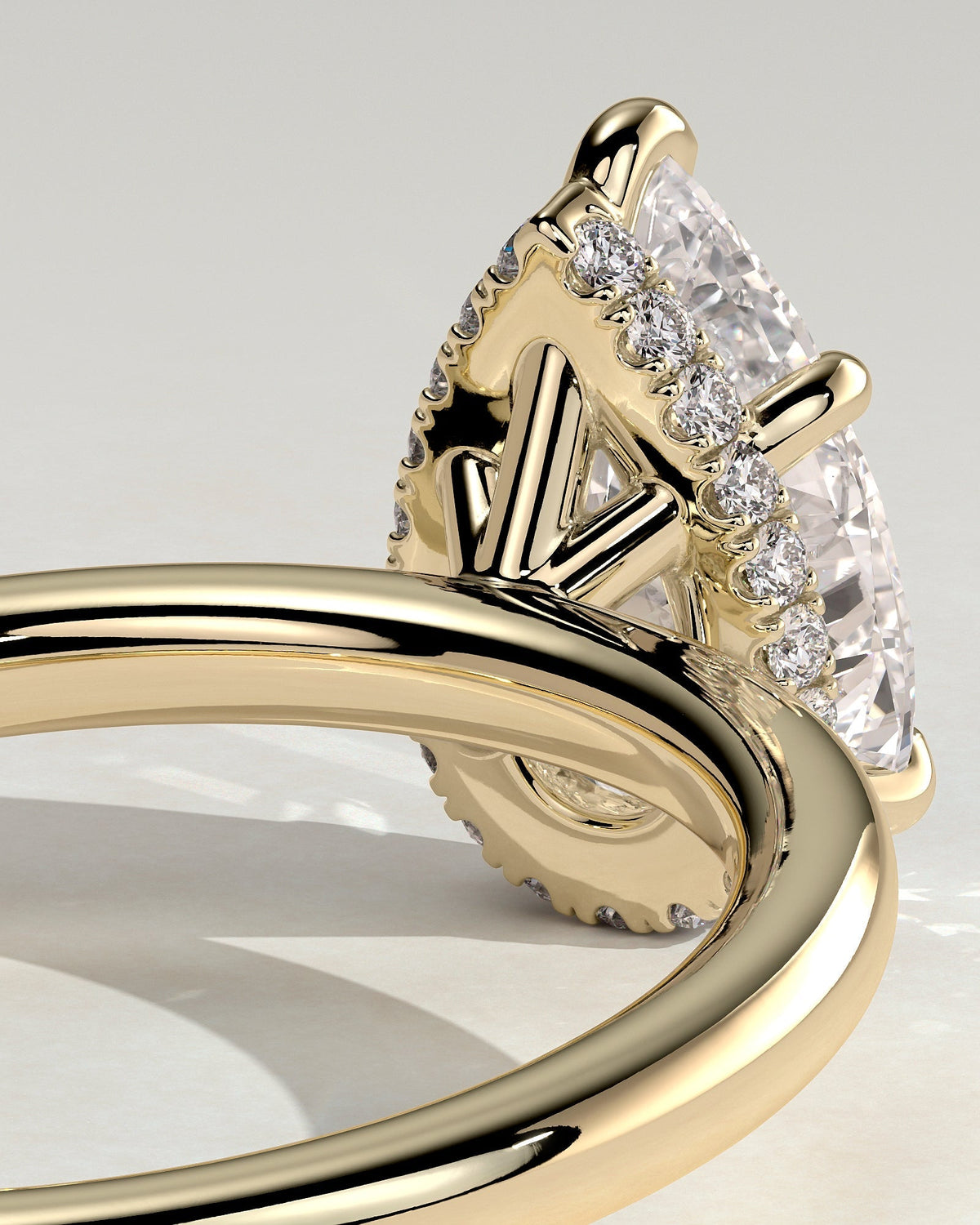 Pear Hidden Halo Lab Grown Diamond Engagement Ring