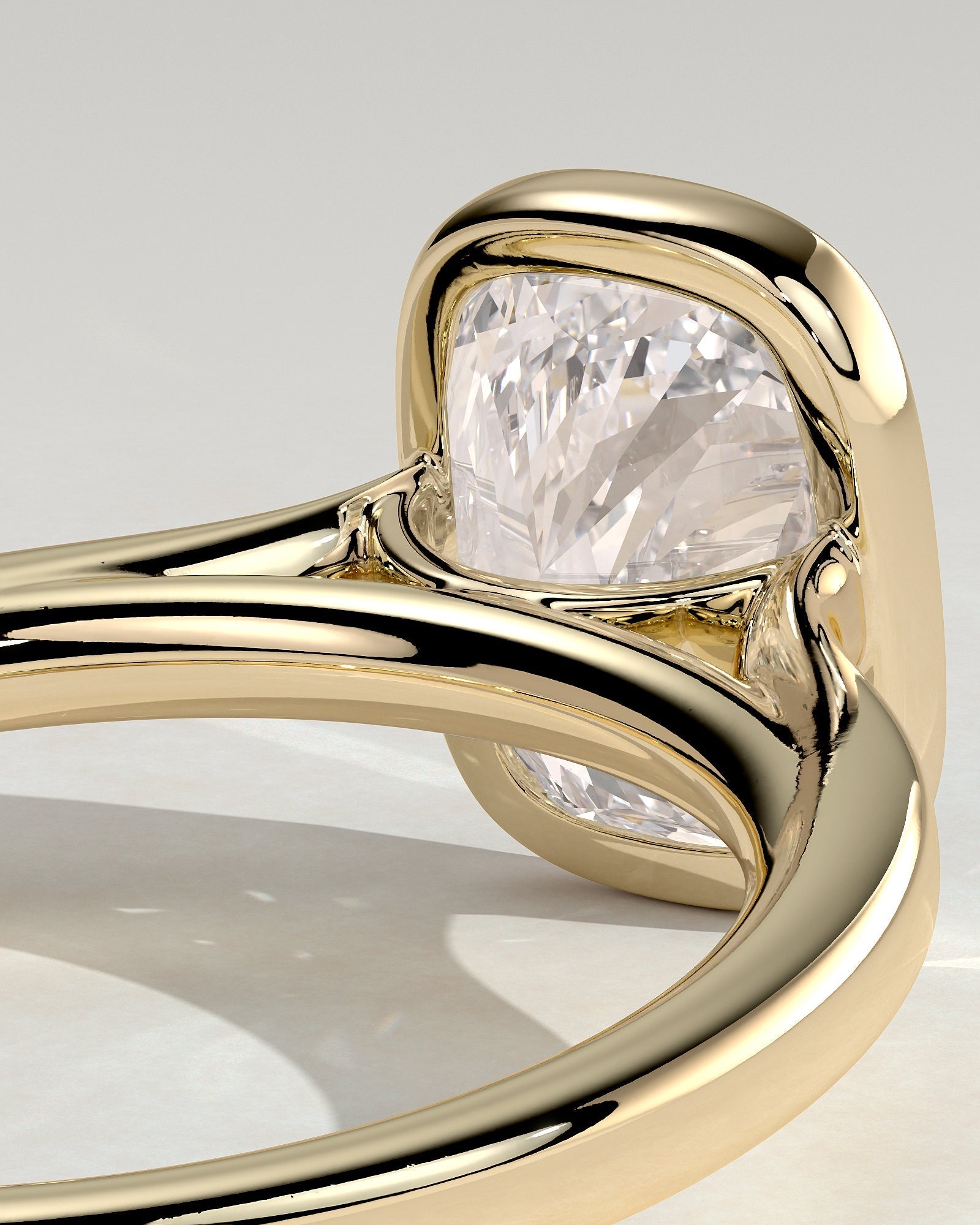 Elongated Cushion Bezel Solitaire Lab Grown Diamond Engagement Ring