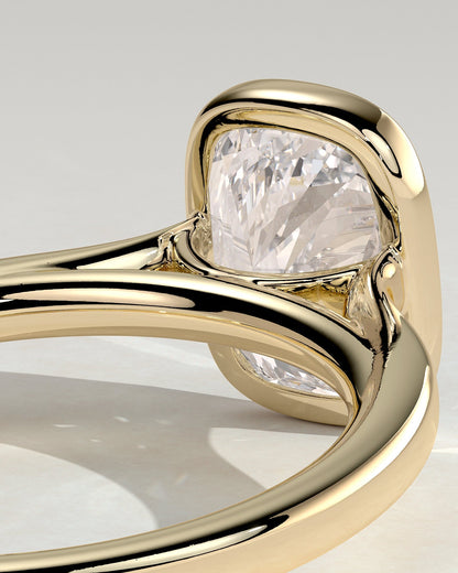 Elongated Cushion Bezel Solitaire Lab Grown Diamond Engagement Ring