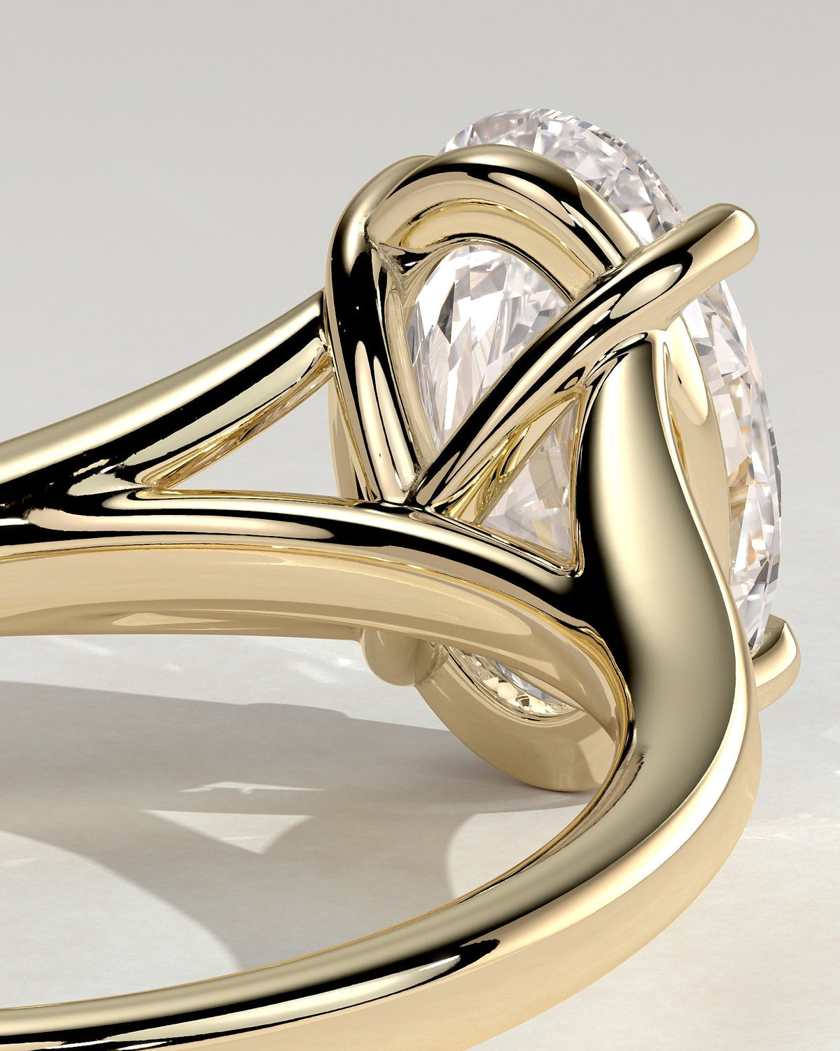 Oval Split Shank Solitaire Lab Grown Diamond Engagement Ring