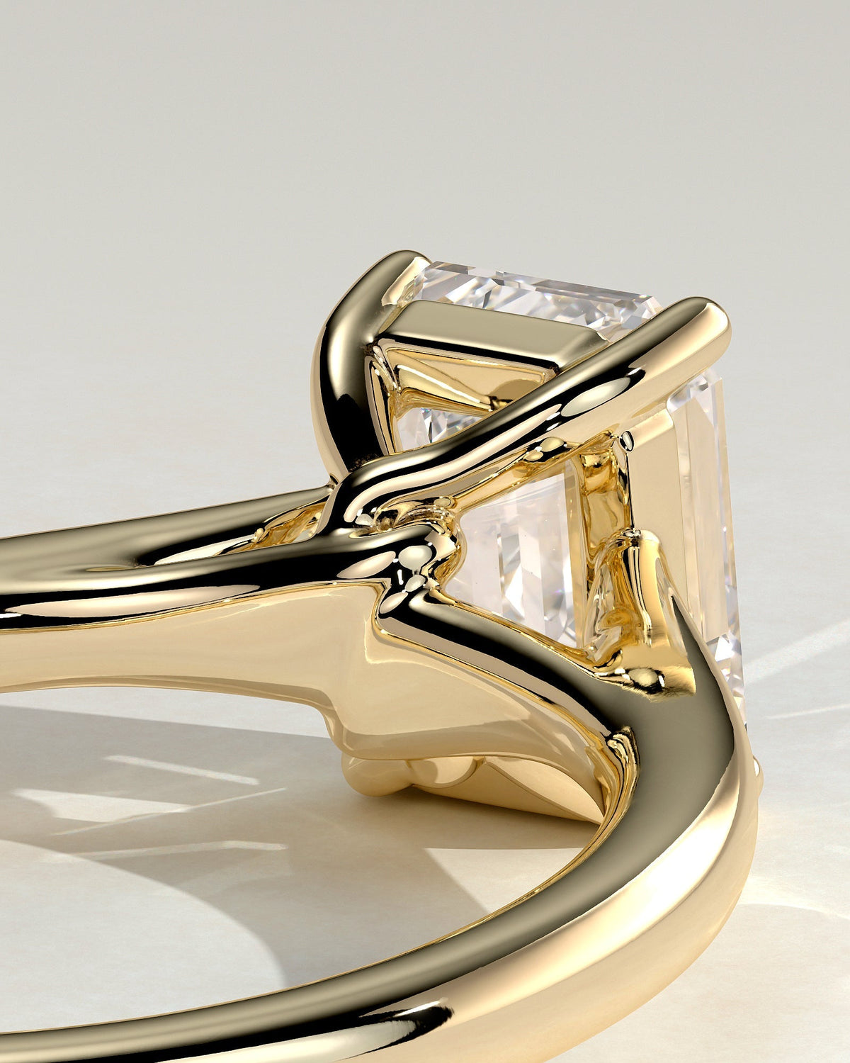 Emerald Solitaire & Cathedral Lab Grown Diamond Engagement Ring