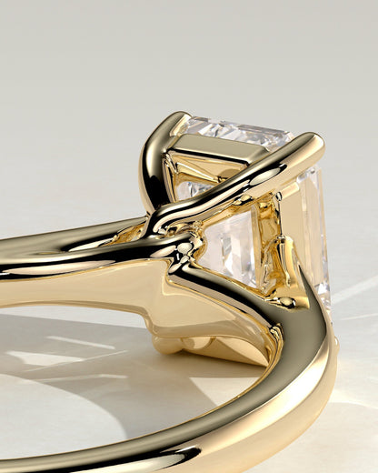 Emerald Solitaire & Cathedral Lab Grown Diamond Engagement Ring