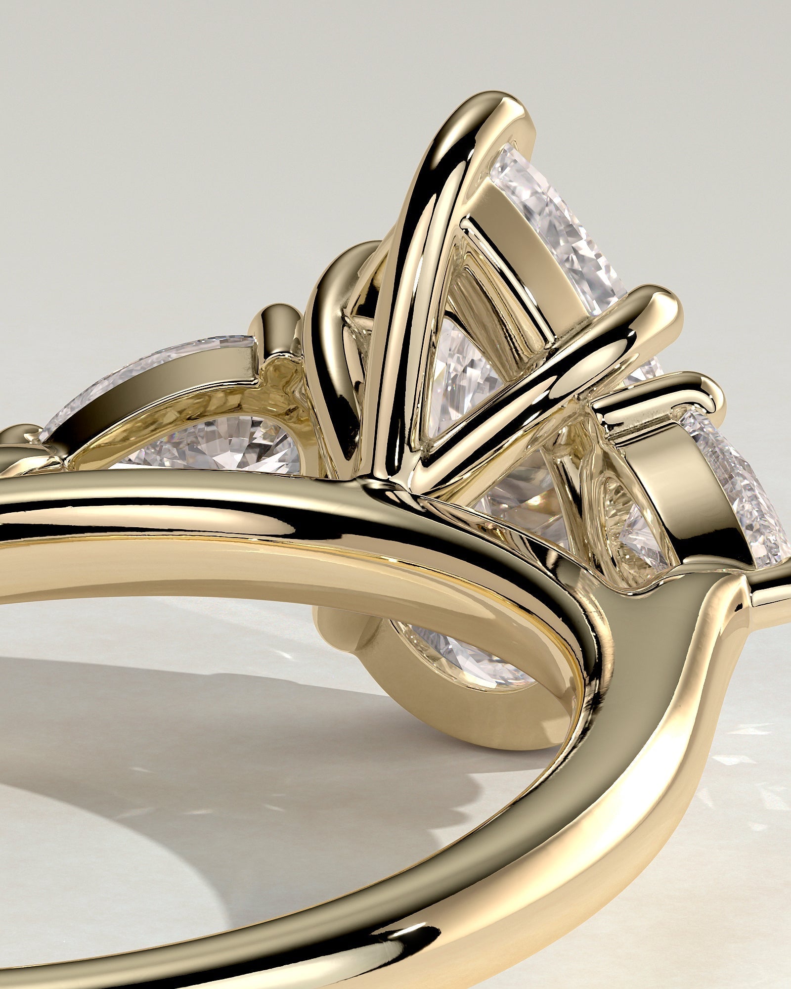 Pear Three Stones Lab Grown Diamond Engagement Ring