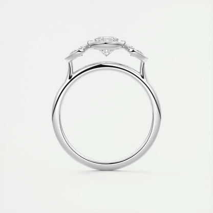 1.33 CT Pear Bezel 3 Stone Moissanite Engagement Ring 7