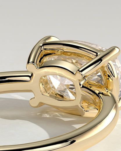 Elongated Cushion East West Solitaire Lab Grown Diamond Engagement Ring