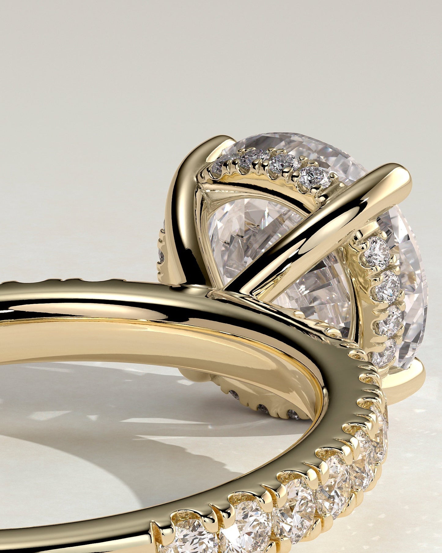 Round Hidden Halo and Pave Lab Grown Diamond Engagement Ring