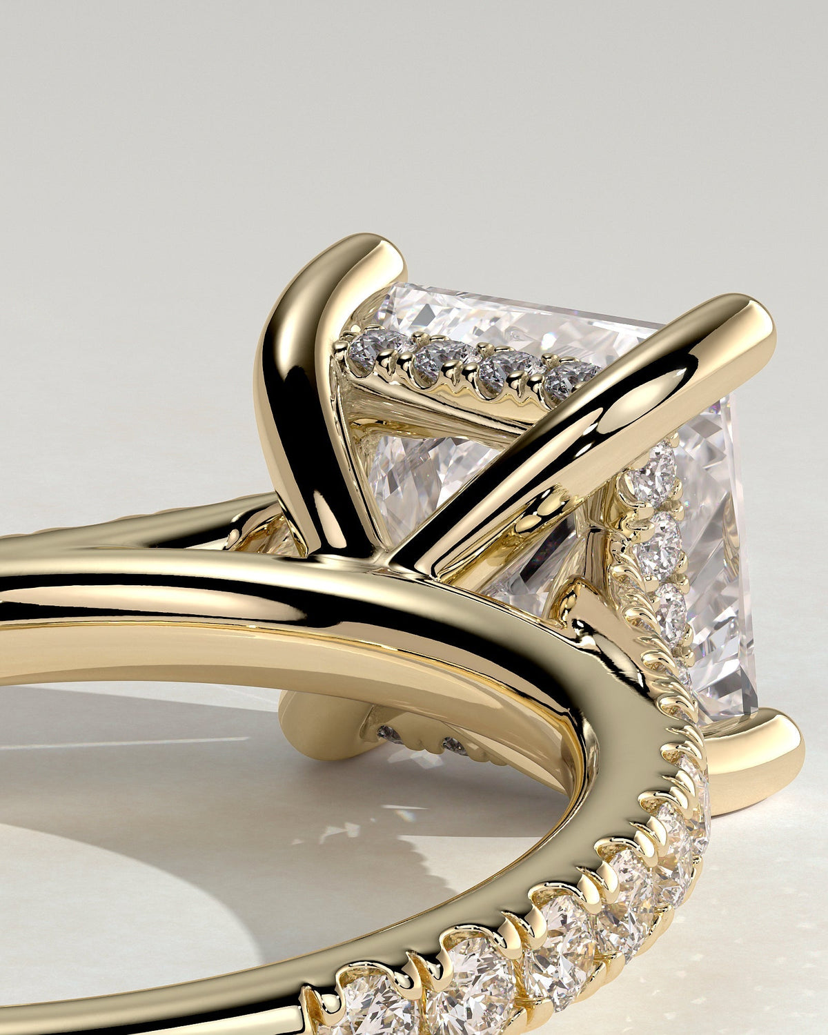 Princess Hidden Halo and Pave Lab Grown Diamond Engagement Ring