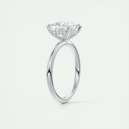 2.08 CT Princess Solitaire Hidden Halo Moissanite Engagement Ring 6