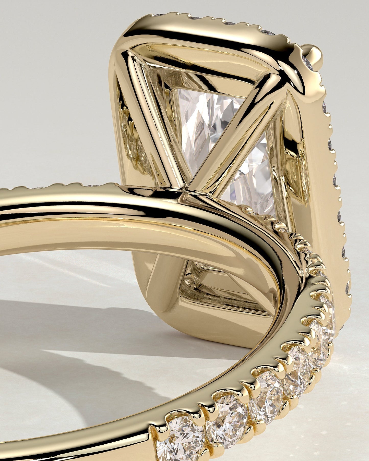 Radiant Halo and Pave Lab Grown Diamond Engagement Ring