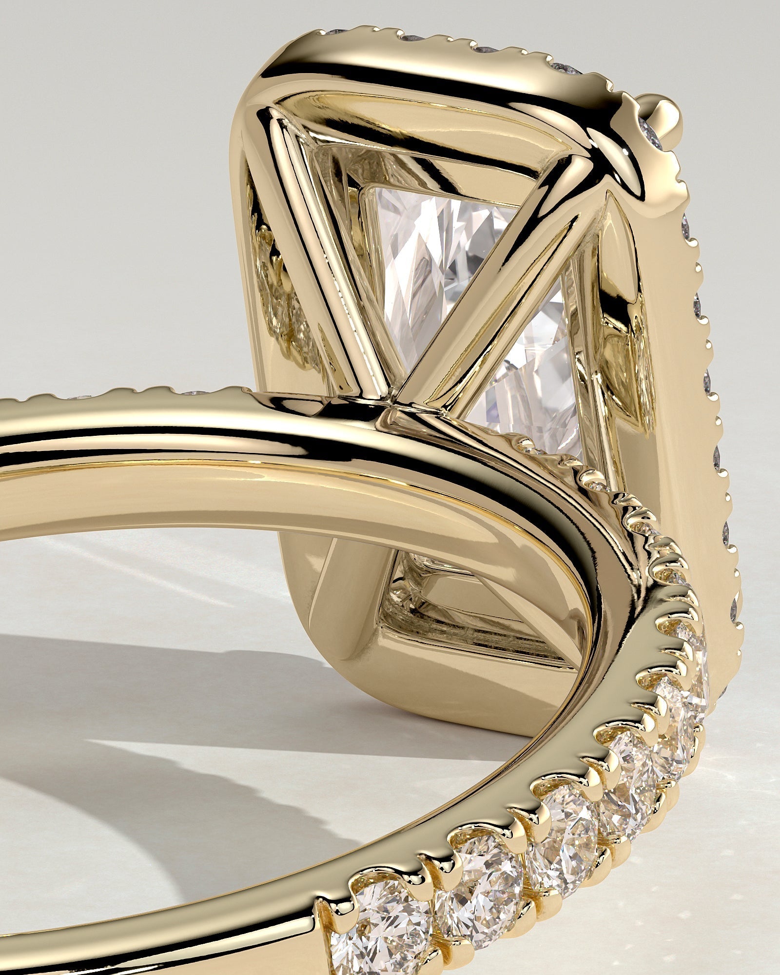 Radiant Halo and Pave Lab Grown Diamond Engagement Ring