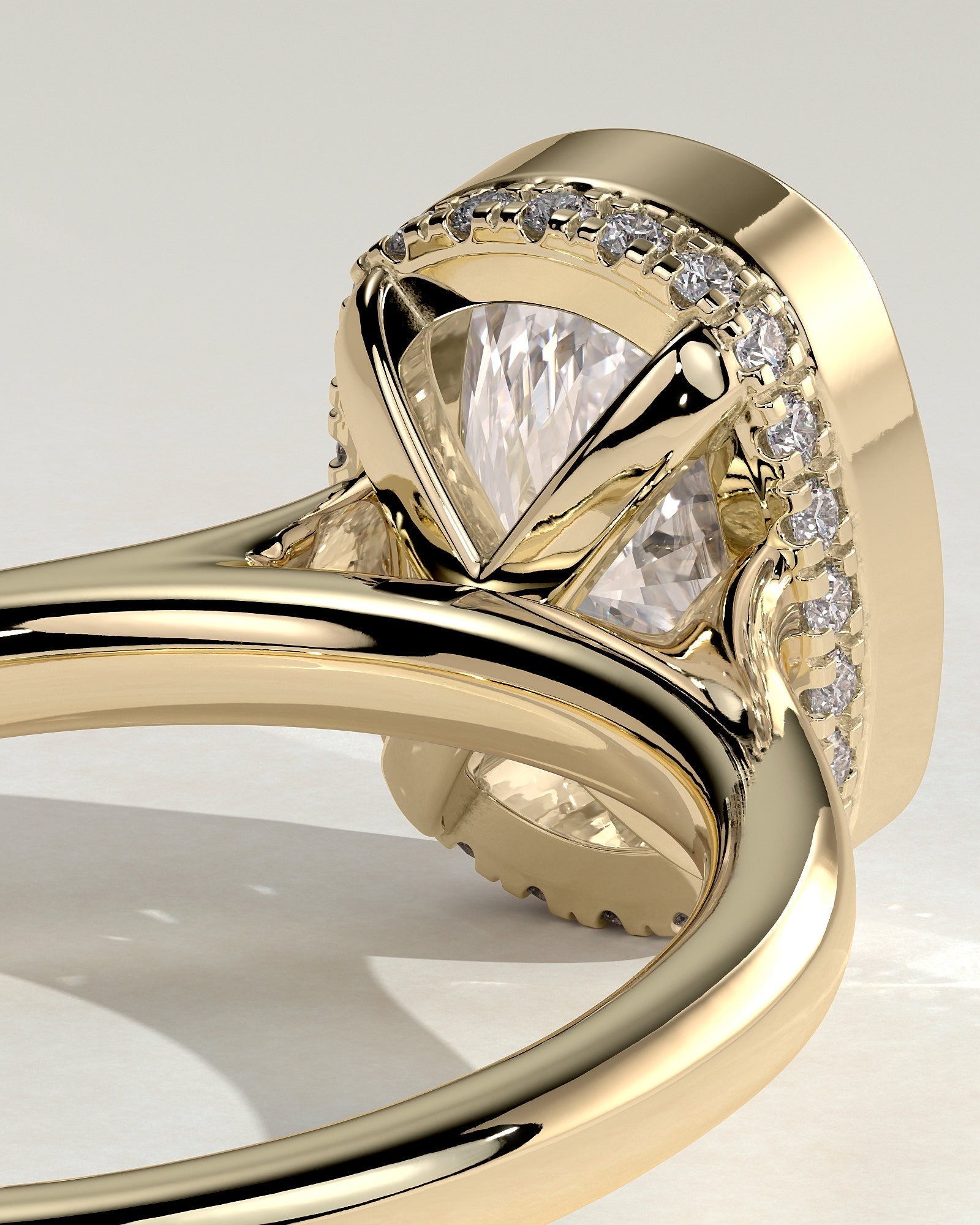 Elongated Cushion Bezel & Hidden Halo Lab Grown Diamond Engagement Ring