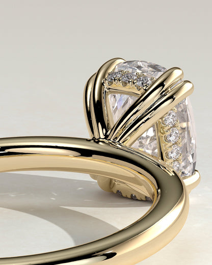 Elongated Cushion Hidden Halo Lab Grown Diamond Engagement Ring