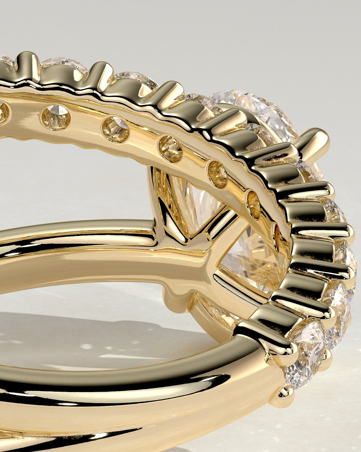 Oval Double Swirl Pave Shank Lab Grown Diamond Engagement Ring