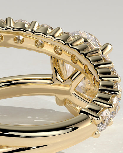 Oval Double Swirl Pave Shank Lab Grown Diamond Engagement Ring