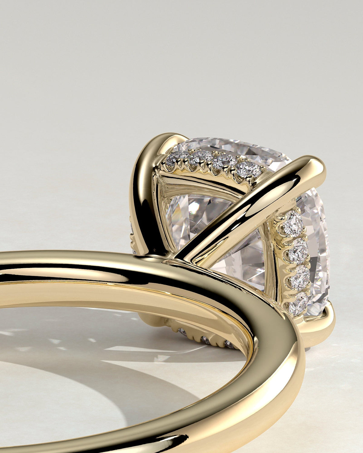 Cushion Hidden Halo Lab Grown Diamond Engagement Ring