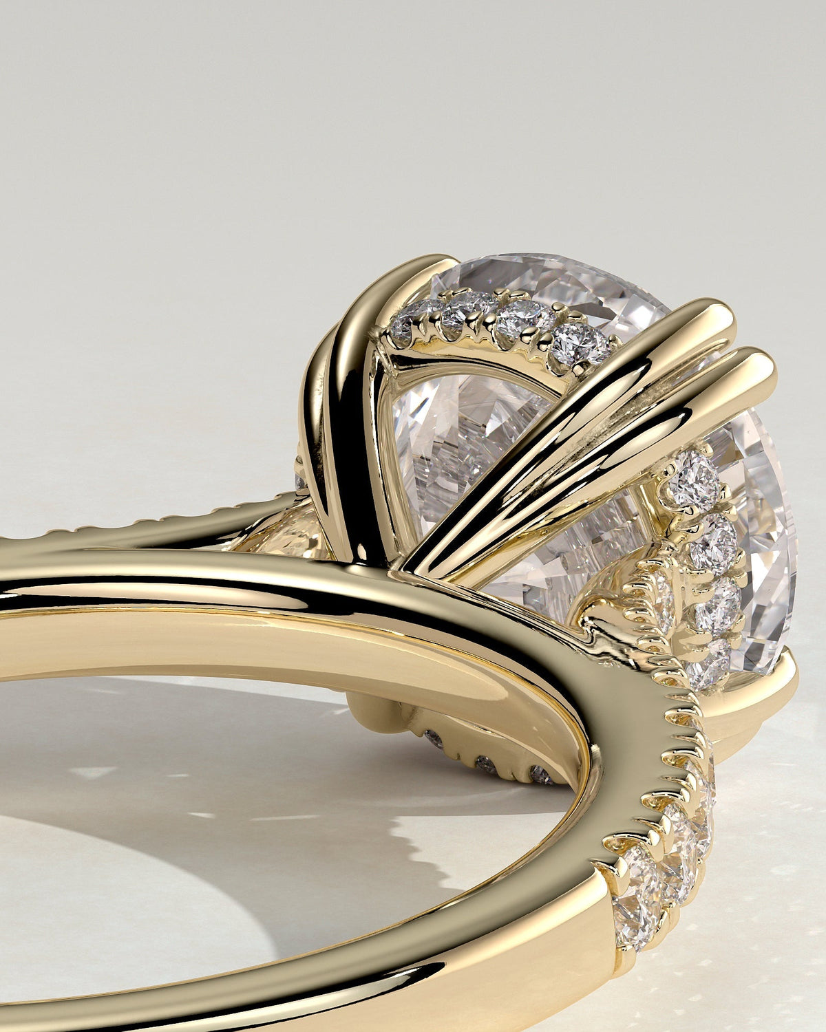 Round Hidden Halo and Pave Lab Grown Diamond Engagement Ring