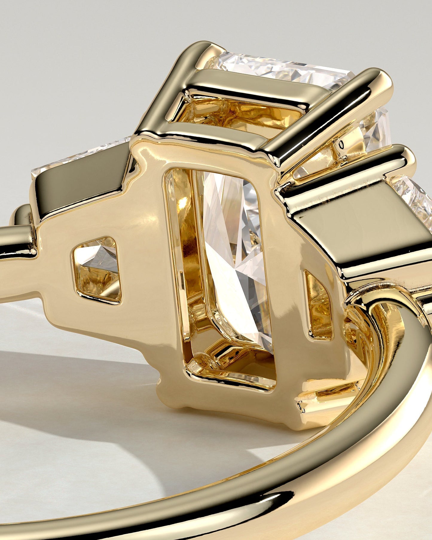 Radiant Three Stones Lab Grown Diamond Engagement Ring