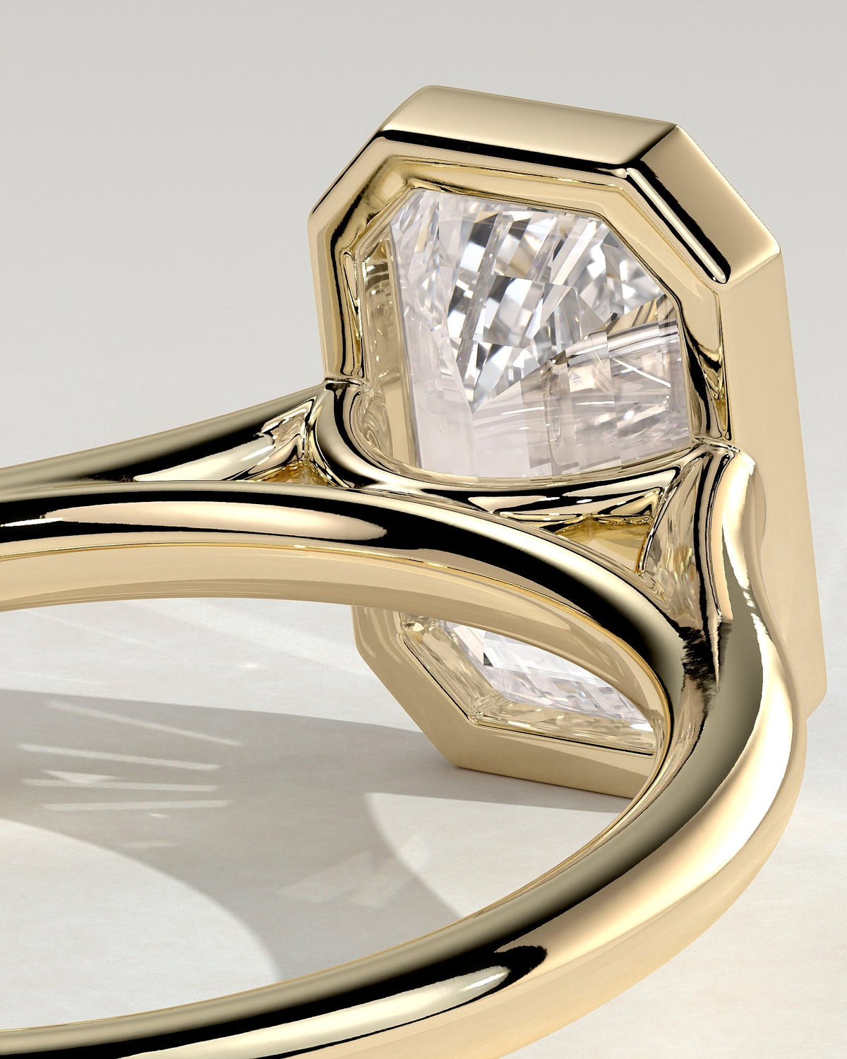 Emerald Bezel Solitaire Lab Grown Diamond Engagement Ring