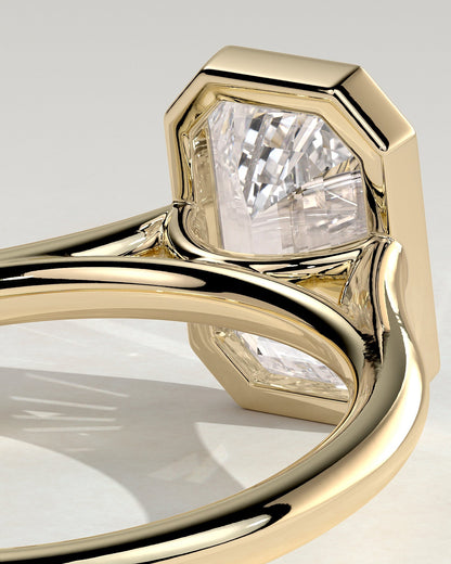 Emerald Bezel Solitaire Lab Grown Diamond Engagement Ring