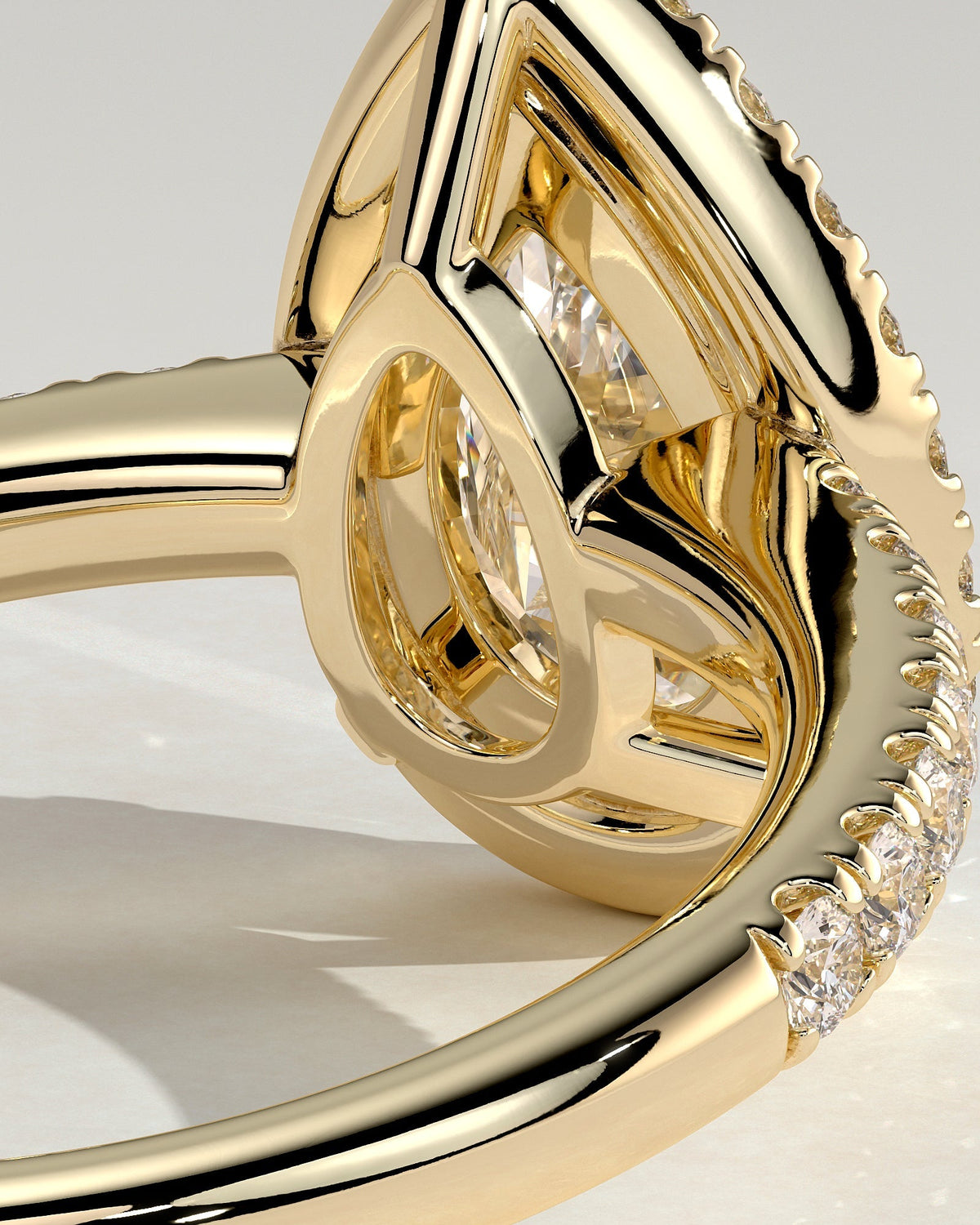 Pear Halo and Pave Lab Grown Diamond Engagement Ring