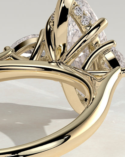 Marquise Three Stones & Hidden Halo Lab Grown Diamond Engagement Ring