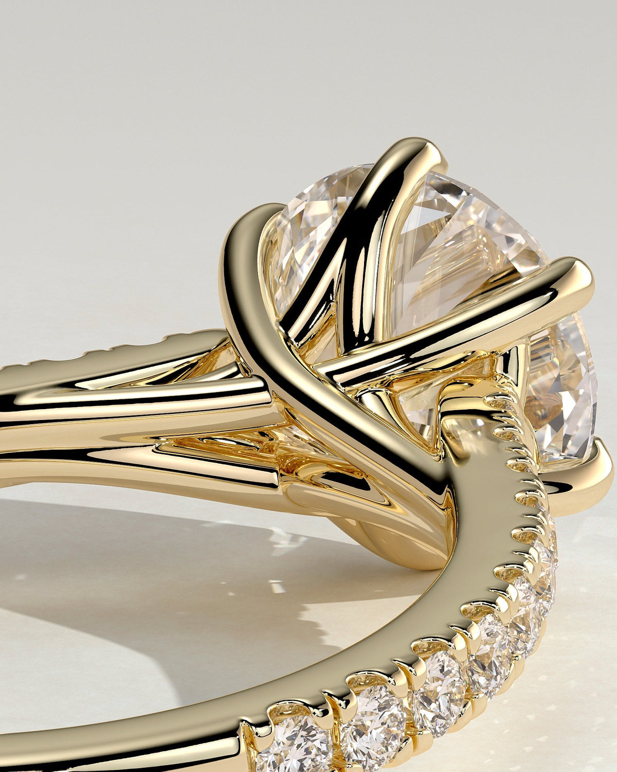 Round Pave & Cathedral Lab Grown Diamond Engagement Ring