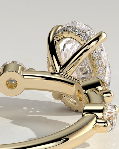 Oval Hidden Halo and Dainty Pave Lab Grown Diamond Engagement Ring