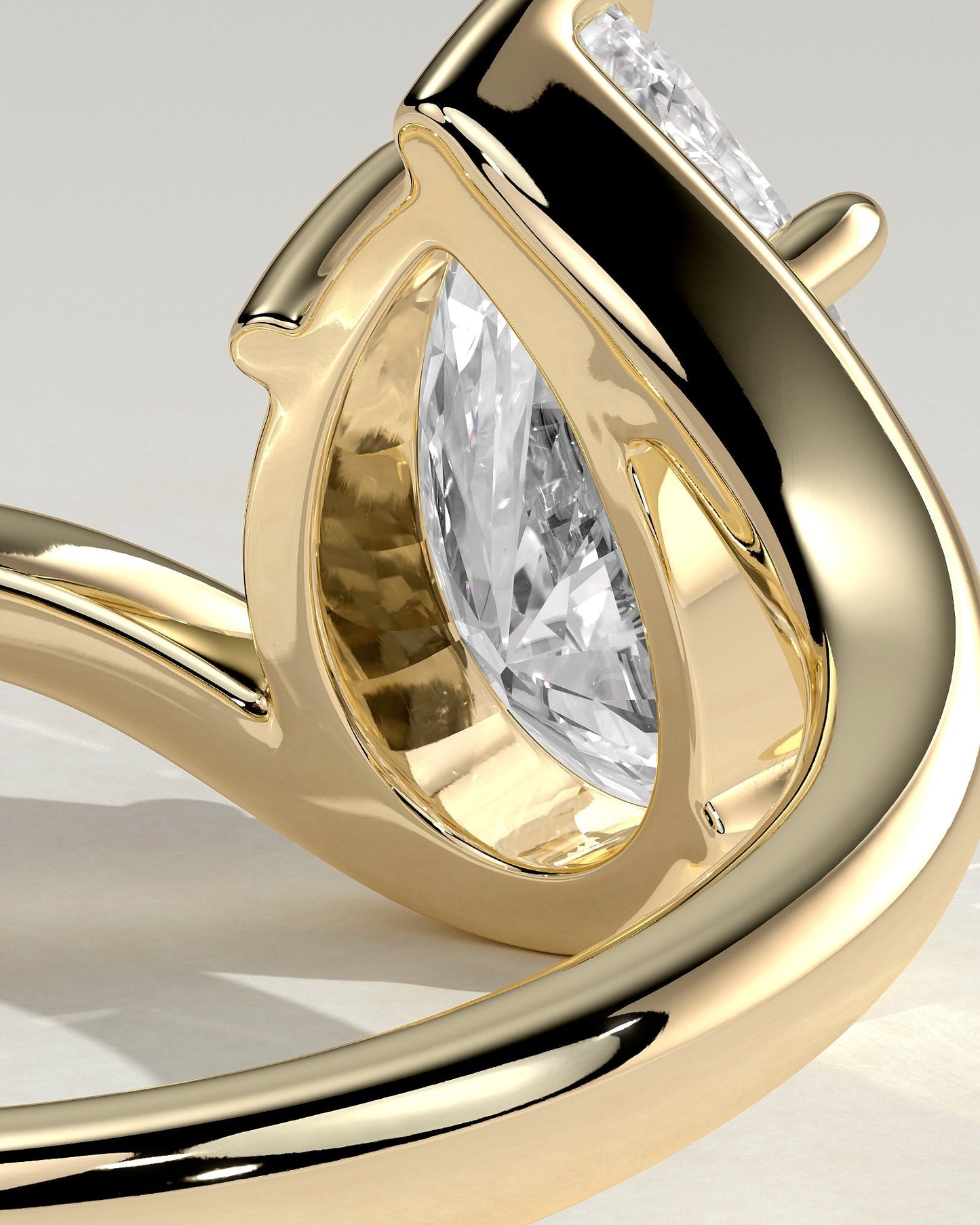 Pear Swirl Solitaire Lab Grown Diamond Engagement Ring