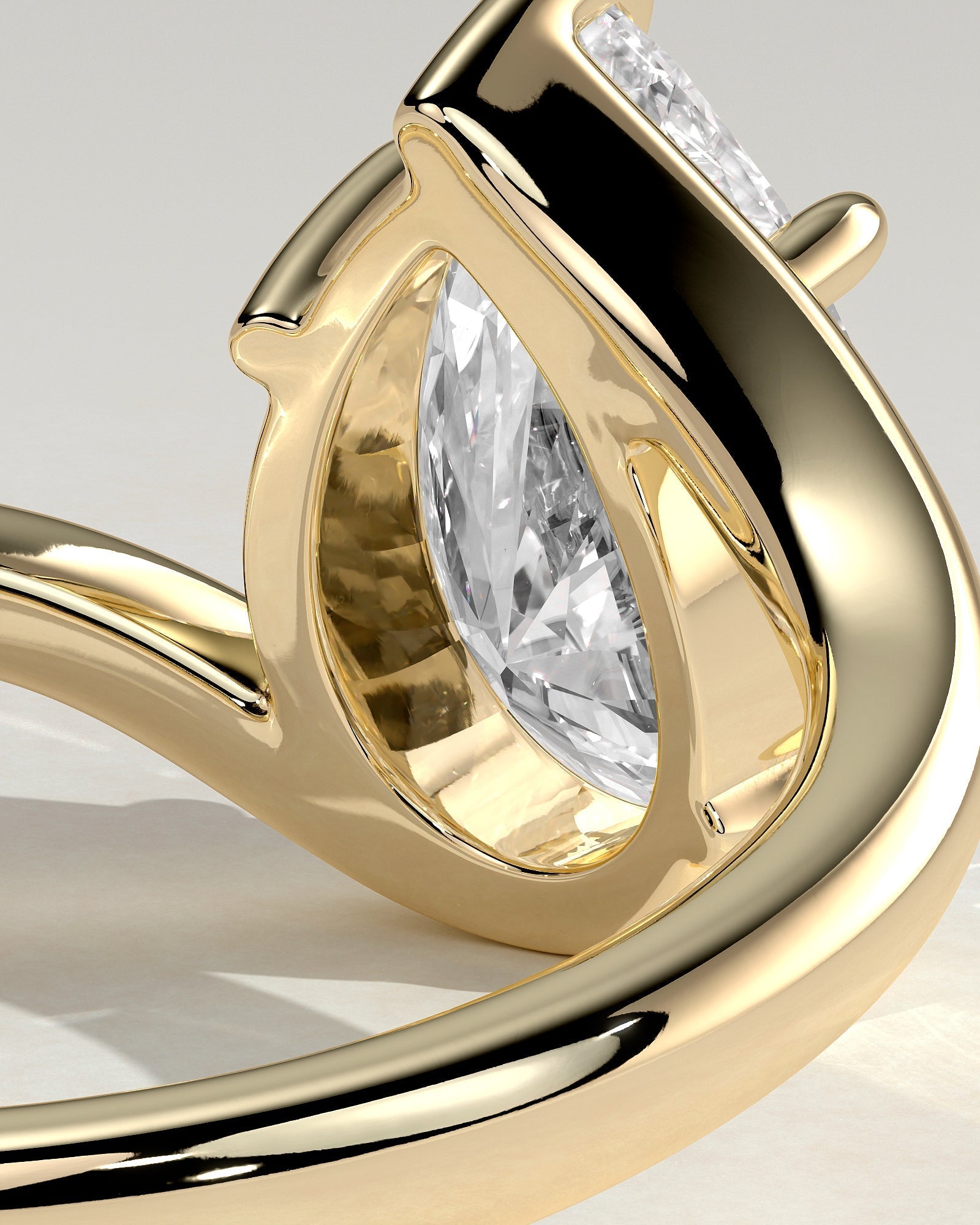 Pear Swirl Solitaire Lab Grown Diamond Engagement Ring
