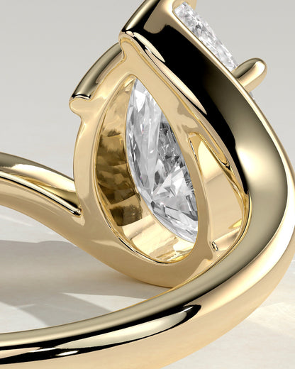 Pear Swirl Solitaire Lab Grown Diamond Engagement Ring