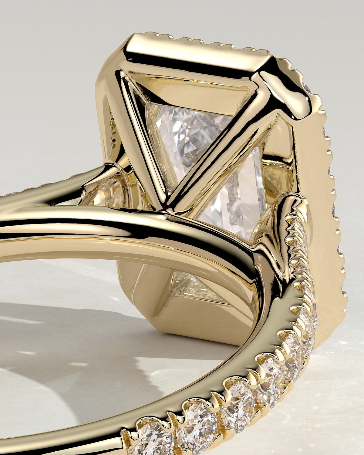 Emerald Halo and Pave Lab Grown Diamond Engagement Ring