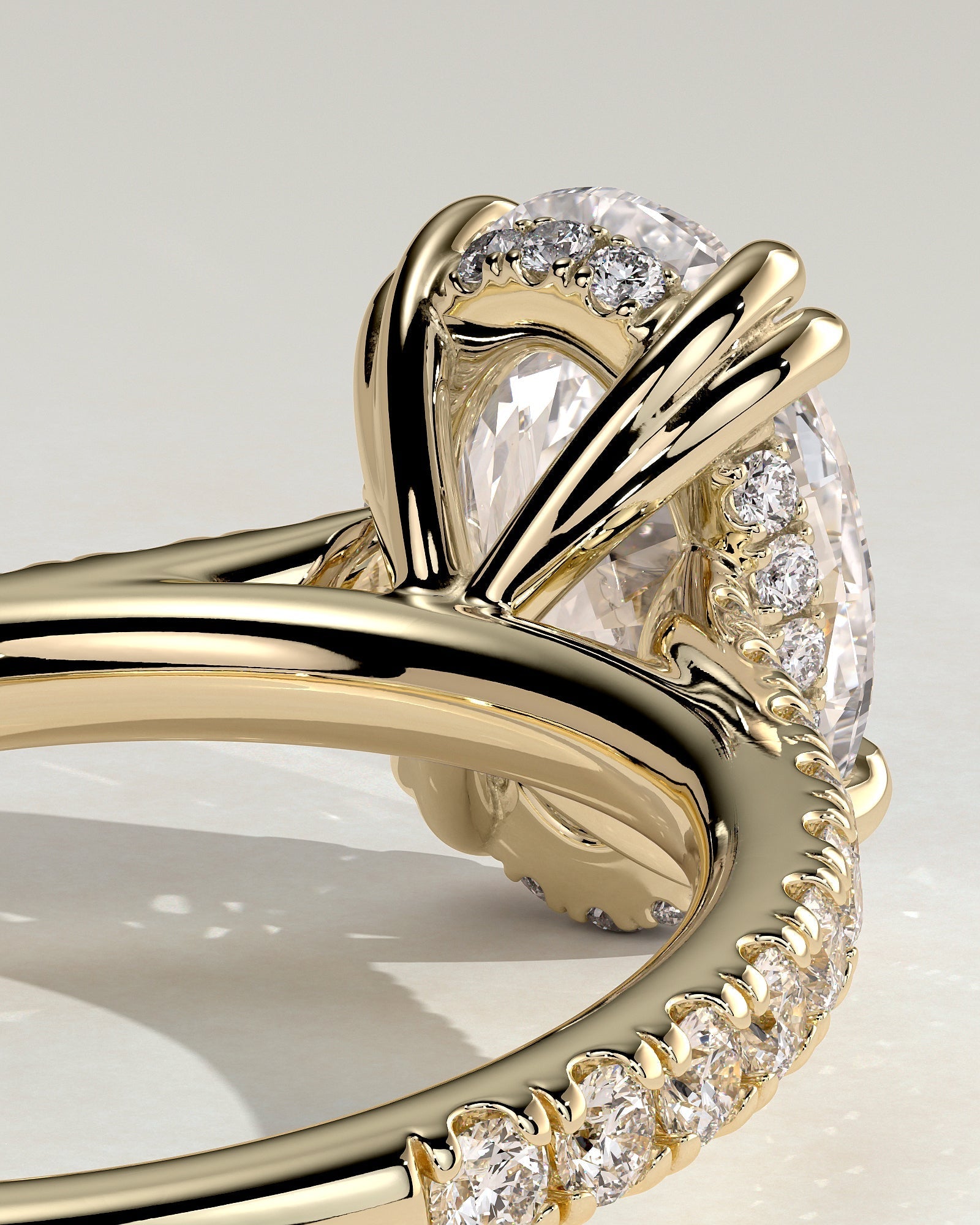 Oval Hidden Halo and Pave Lab Grown Diamond Engagement Ring