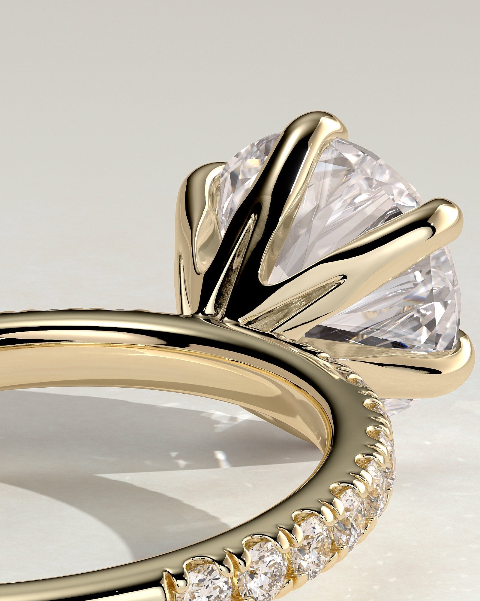 Round Pave Lab Grown Diamond Engagement Ring