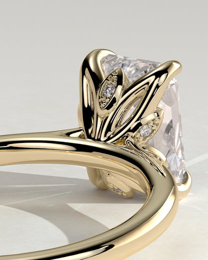 Emerald Solitaire Lab Grown Diamond Engagement Ring