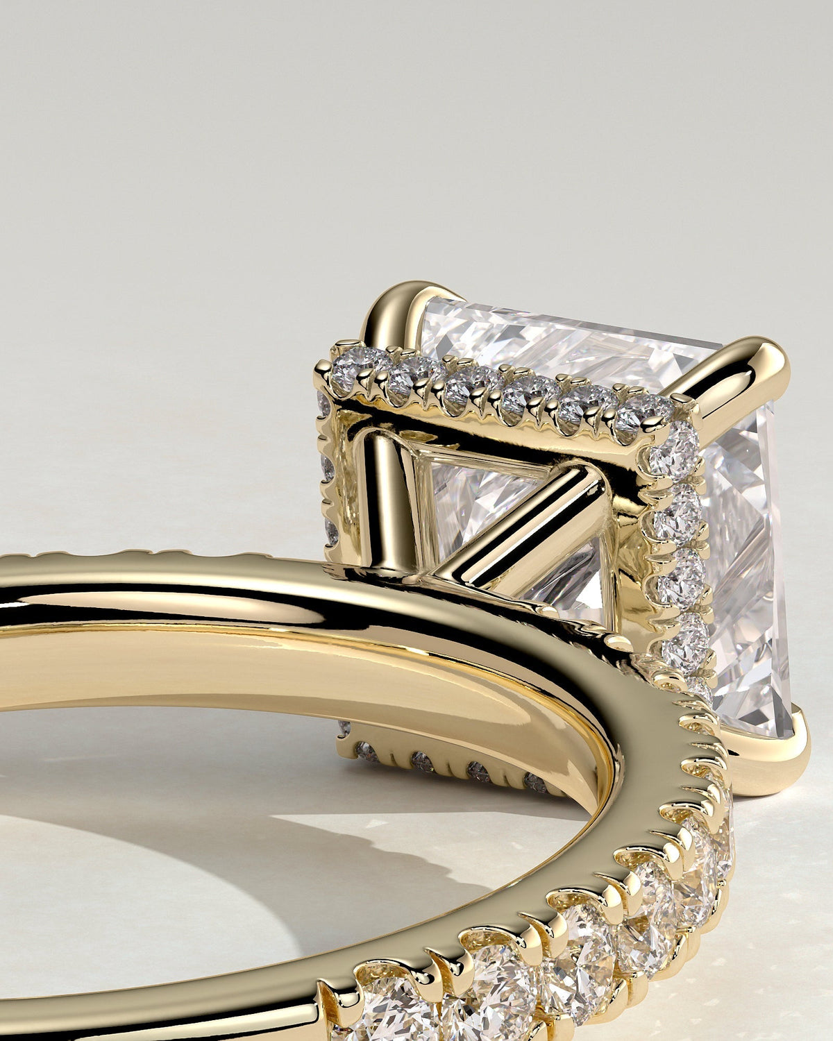 Princess Hidden Halo and Pave Lab Grown Diamond Engagement Ring