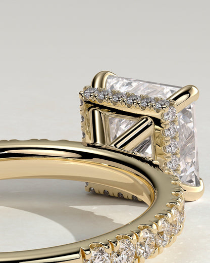 Princess Hidden Halo and Pave Lab Grown Diamond Engagement Ring
