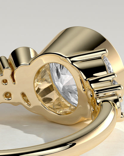 Round Bezel & Cluster Lab Grown Diamond Engagement Ring
