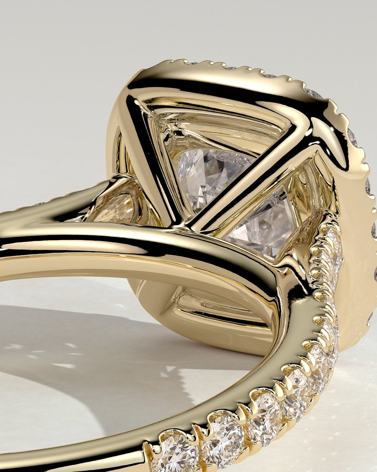 Cushion Halo and Pave Lab Grown Diamond Engagement Ring