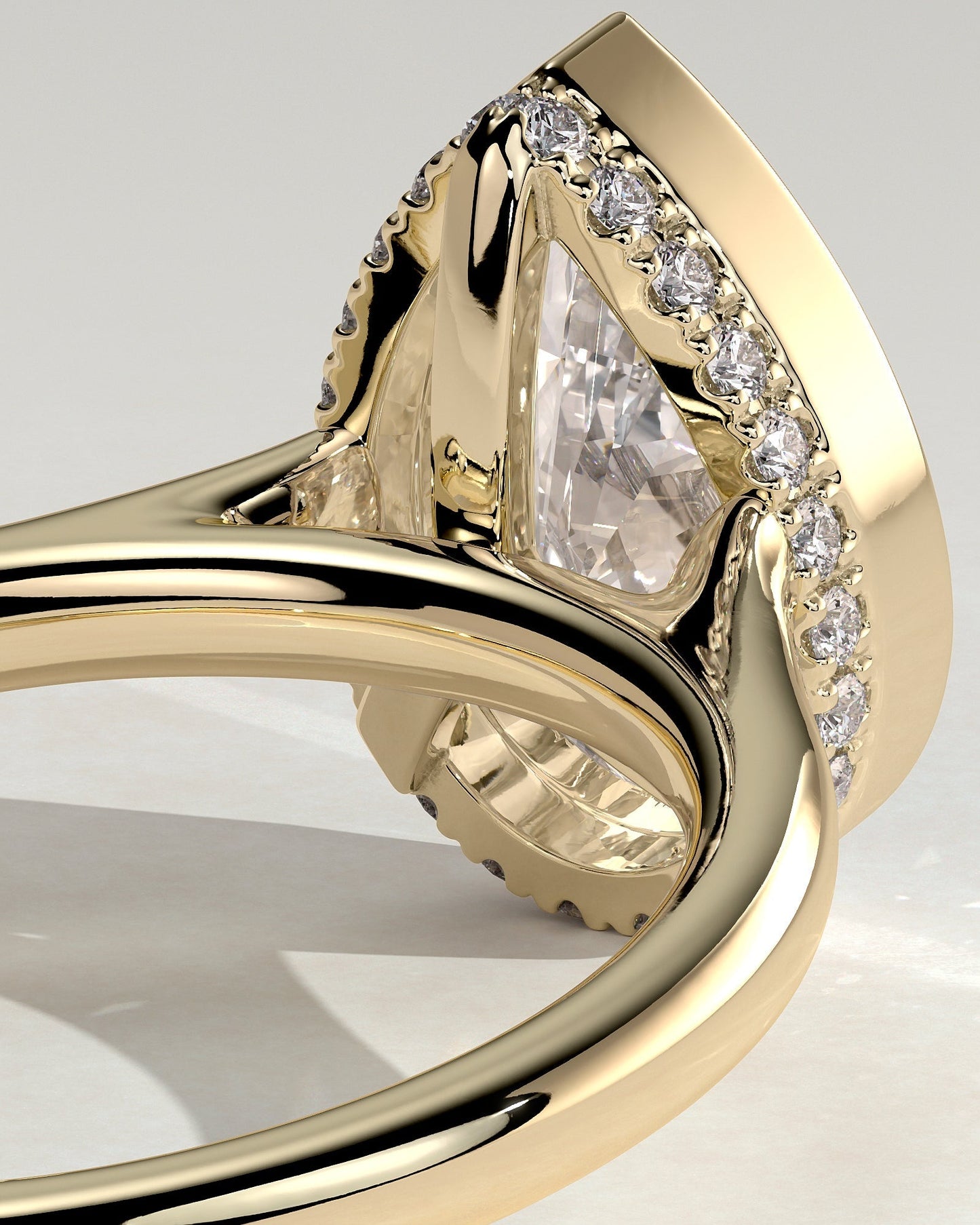 Pear Hidden Halo Bezel Lab Grown Diamond Engagement Ring