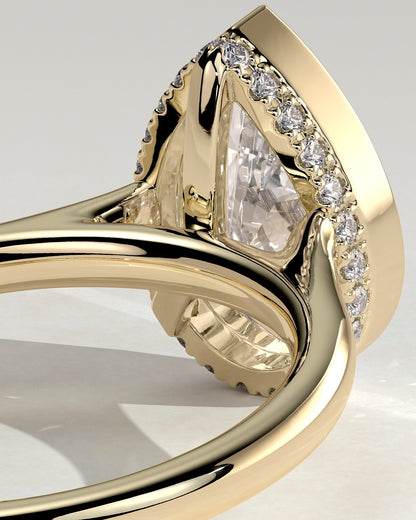 Pear Hidden Halo Bezel Lab Grown Diamond Engagement Ring