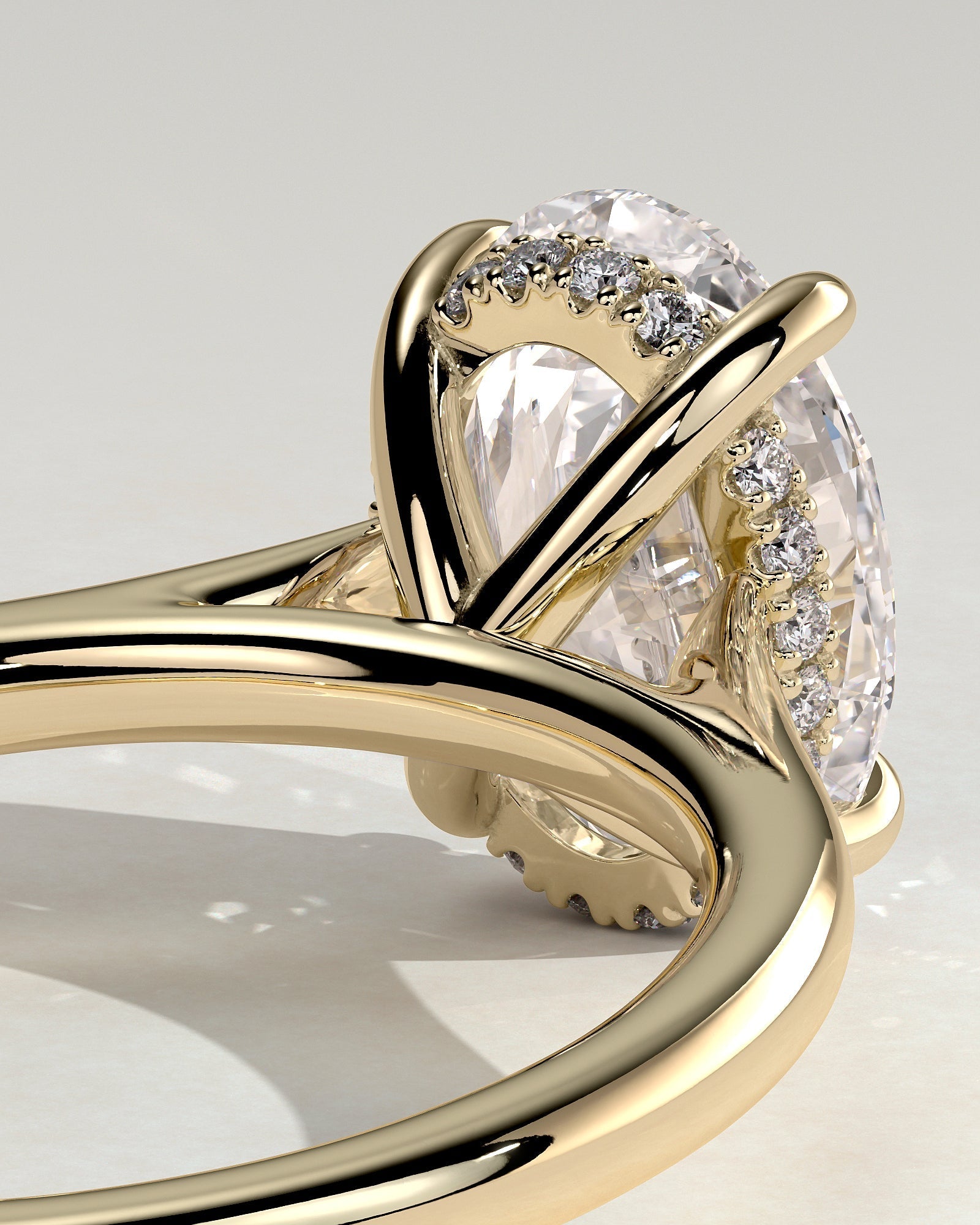 Oval Hidden Halo & Cathedral Lab Grown Diamond Engagement Ring