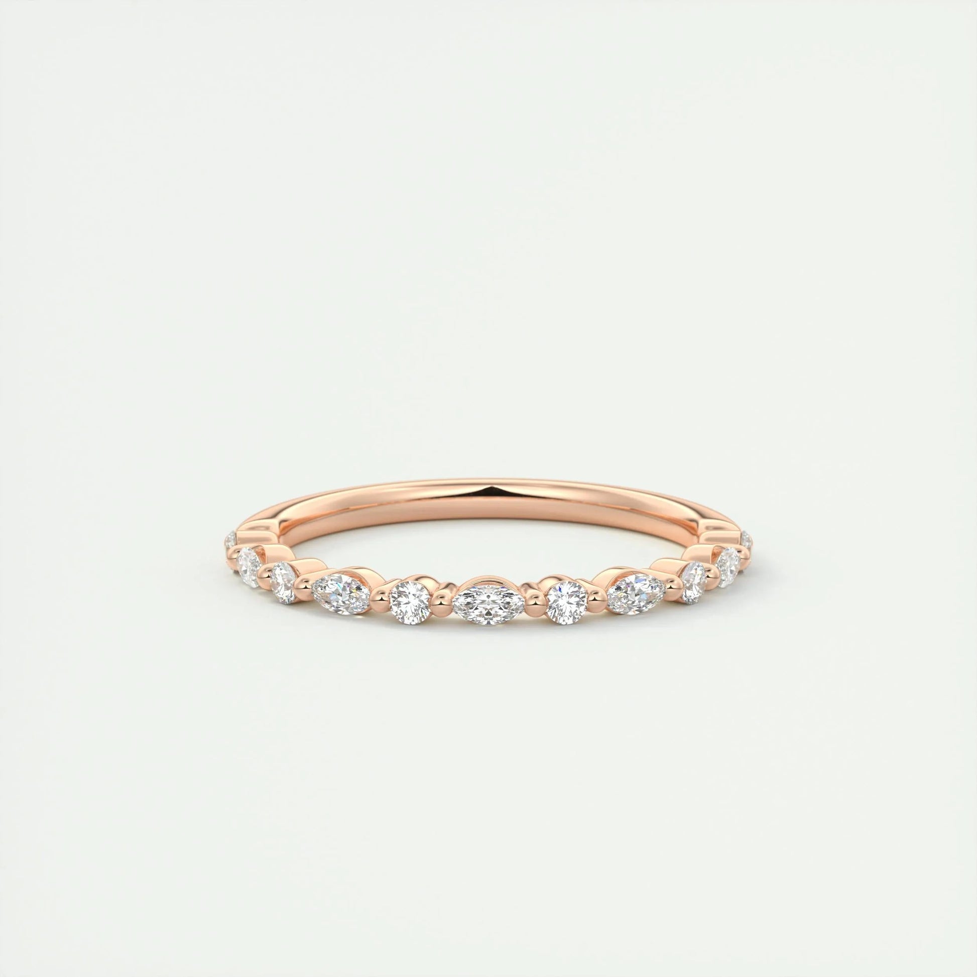 0.32 CT Marquise & Round Multi Stones CVD EF/VVS Diamond Wedding Band 13