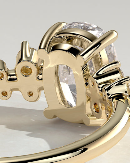 Elongated Cushion Cluster Lab Grown Diamond Engagement Ring